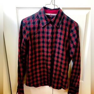 Vintage 100% Silk Tommy Hilfiger Plaid Button Down Shirt